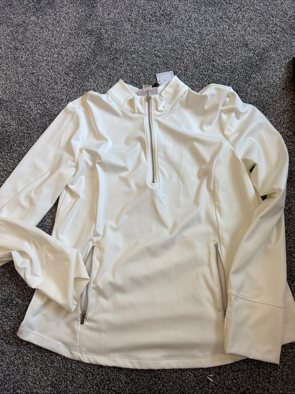 Laura Ashley Women’s Cream Quarter-Zip Pullover Sweater
